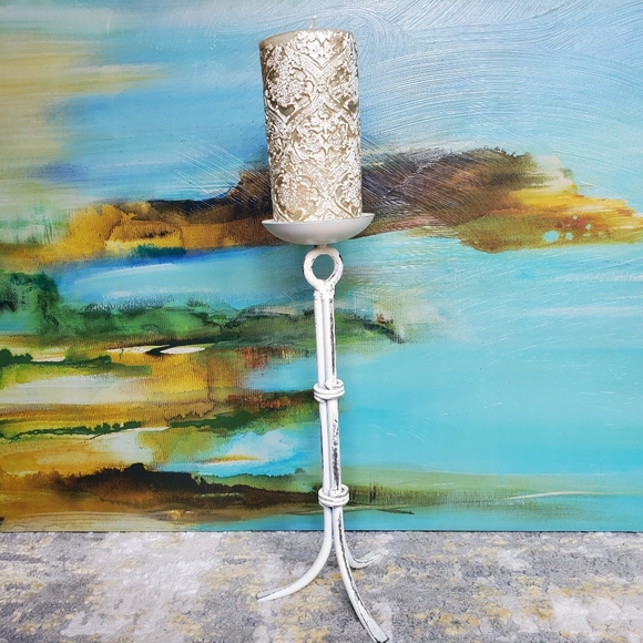 Shabby Chic Vintage Inspired Candle Holder - Picture 2 of 11